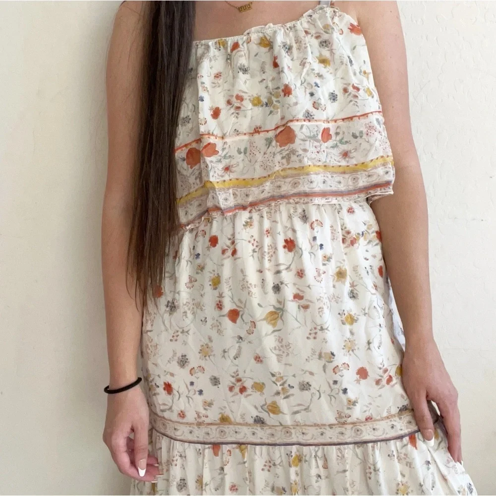 Joie Vernita Silk Maxi Dress - White Floral Pattern - Picture 2 of 13